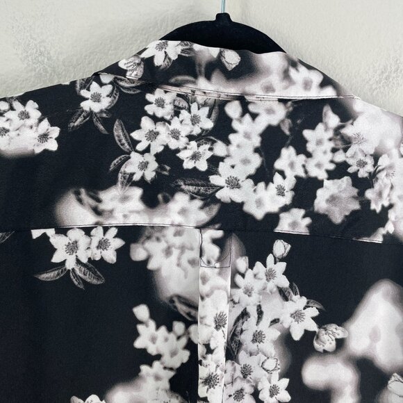 Calvin Klein Womens XL Floral Button Up Shirt Roll Tab Sleeve Blouse Top - Picture 13 of 13